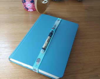 Turquoise hedgehog Elastic journal/ notebook / diary bookmark with pen loop. Office accessories. Back to school.