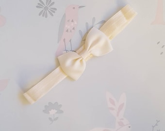Baby Toddler Antique White Bow Christening Headband by GigglesandHiccups
