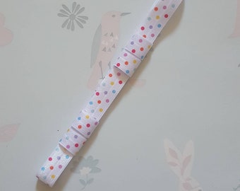 Bespoke White with rainbow spots Hearing Aid Soft Elastic Headband for baby, toddler, teen and adult by GigglesandHiccups.