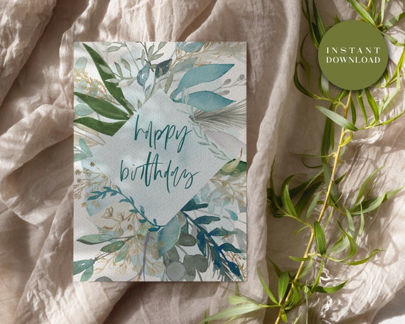 A6 4.625 X 6.25 Printable Happy Birthday Instant Download Card - Etsy