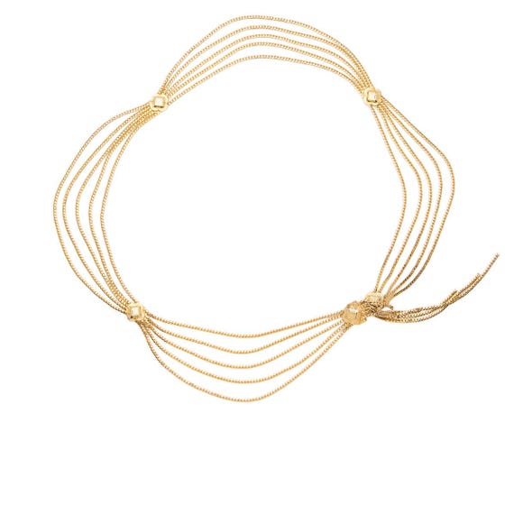 Gold-Tone Multi-Chain Tassel belt Womens Gold Tone Multi Tassel Chain Belt Adjustable 38  main image 3