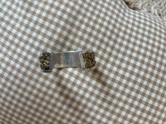 Antique Floral Repousse Bangle, Solid Silver and … - image 5