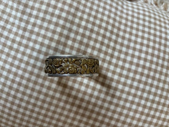 Antique Floral Repousse Bangle, Solid Silver and … - image 4