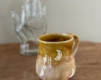 Amber Moon Crescent Mug – Earthy Stoneware Celestial Cup