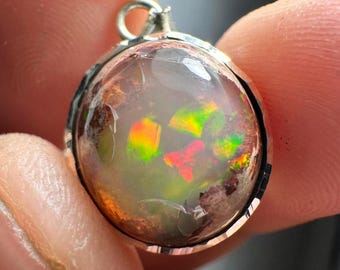 Silver pendant, opal pendant, handmade pendant natural Mexican opal pendant, Boulder opal pendant, australian matrix opal pendant