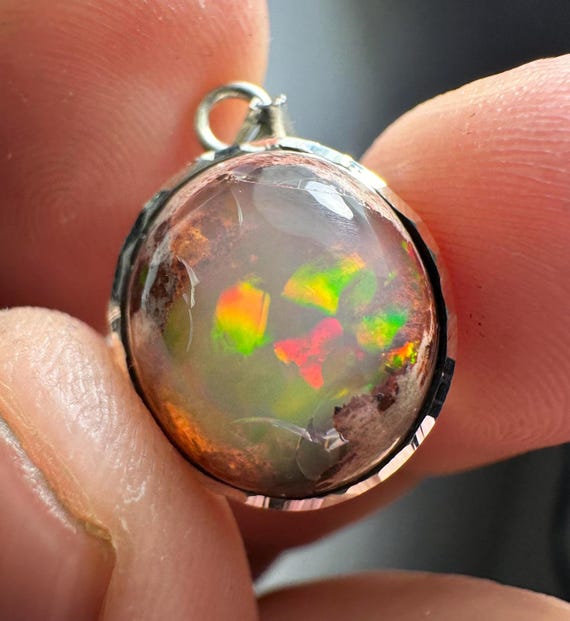 Silver pendant, opal pendant, handmade pendant natural Mexican opal pendant, Boulder opal pendant, australian matrix opal pendant