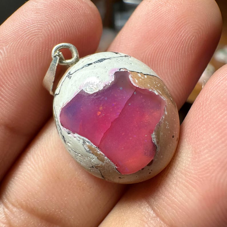 Galaxy Opal pendant, silver pendant, opal gift, minimalistic crystal