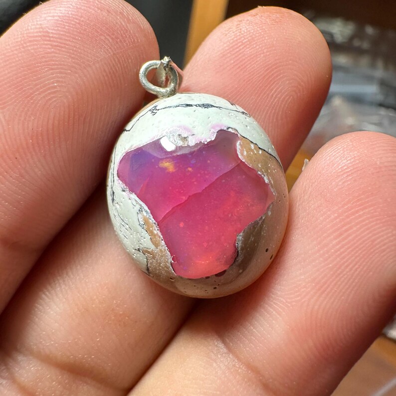 Galaxy Opal pendant, silver pendant, opal gift, minimalistic crystal