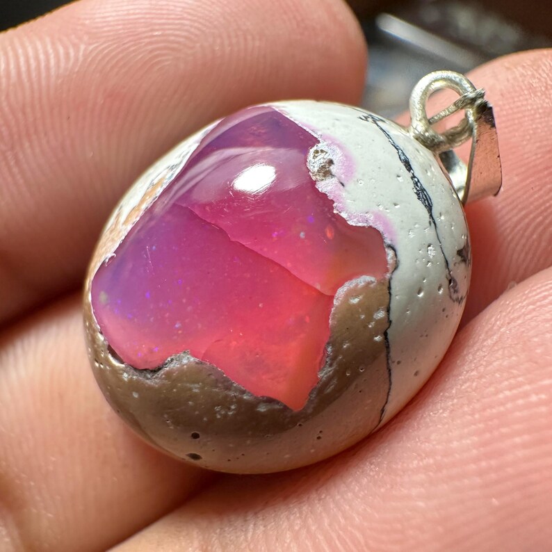 Galaxy Opal pendant, silver pendant, opal gift, minimalistic crystal