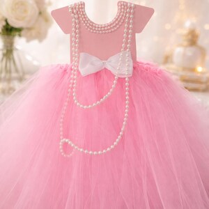 Pink Tutu Centerpiece with Full Tulle Skirt, Pearls and Large Bow- Baby Showers, Bridal Showers, Birthday Parties, Baptisms