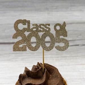 Class of 2005 Cupcake toppers 20th Class Reunion Set of 12 Pick Your Color
