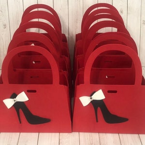 Red High Heel Purse Favor Bags for Candy & Treats – Bachelorette, Bridal Shower, Glam Birthday, Girls Night, Sweet 16 – Set of 10