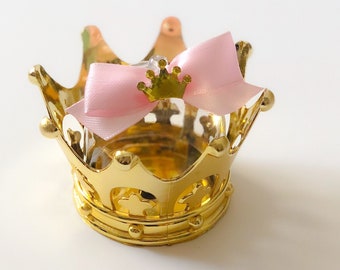 Princess Crown Favors Pink and Gold Containers for Candy or Treats Princess Party Birthday Baby Shower Baptism Christening Set of 12