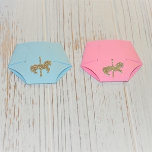 Carousel Horse Theme Dirty Diaper Game for Baby Showers Pink or Blue and Gold Set of 12