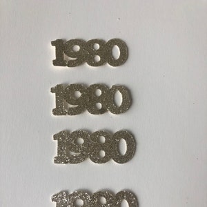 Konfetti z 1980 r. na 40. urodziny, spotkanie klasowe lub rocznicę Konfetti „1980” Dekoracja na rok The Big 40 Unikalne konfetti Konfetti na imprezę z lat 80.