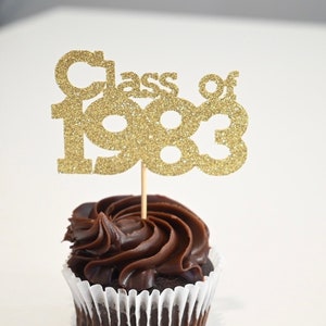 Class of 1983 Cupcaketoppers 40e klas reünie Set van 12 Kies je kleur