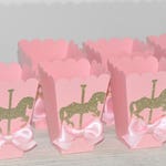 Carousel Horse Theme Pink Gold Favor Box For Popcorn Candy Etsy