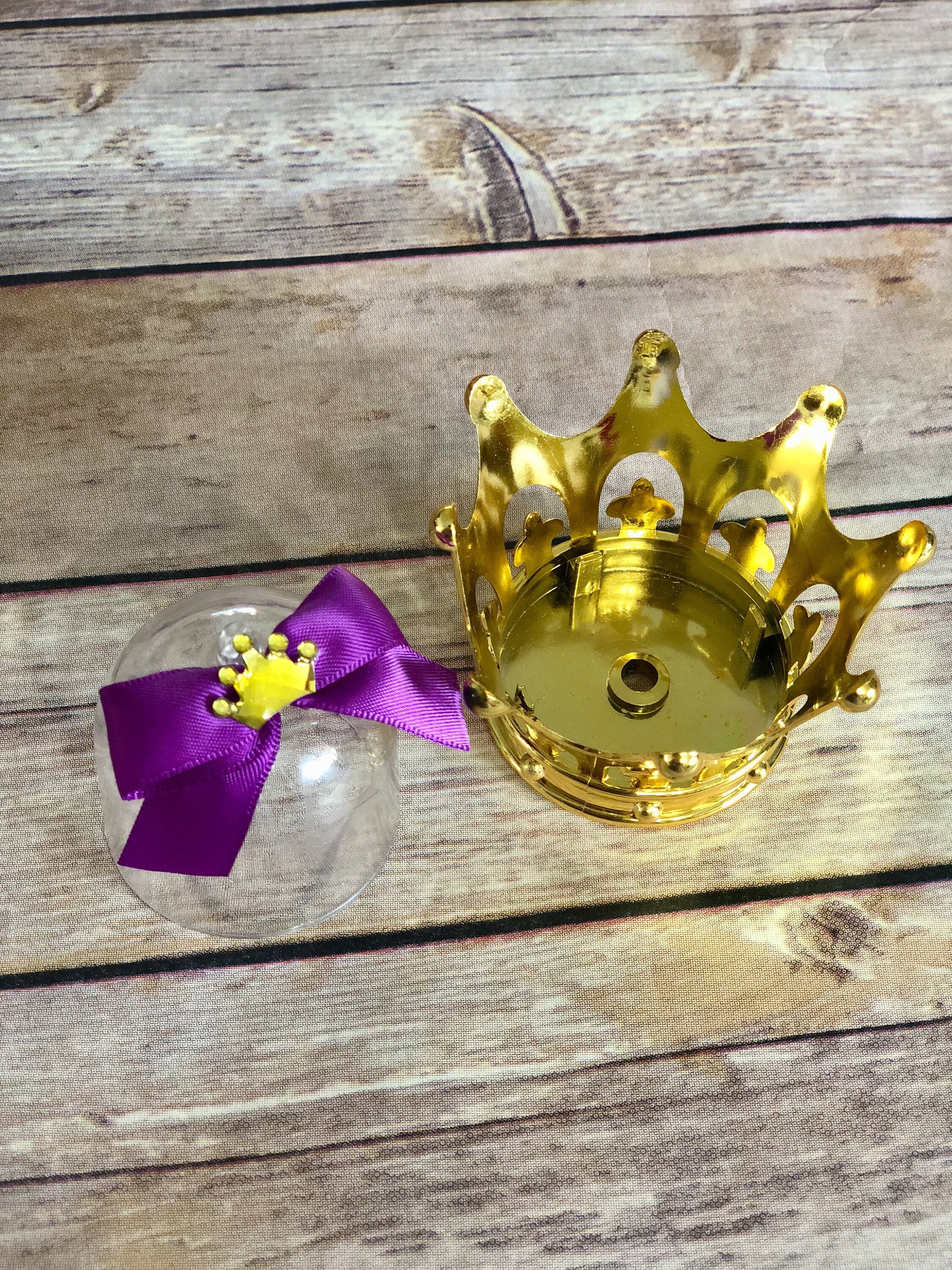 Royal Princess Crown Favor Containers – Purple & Gold Candy Holders for ...