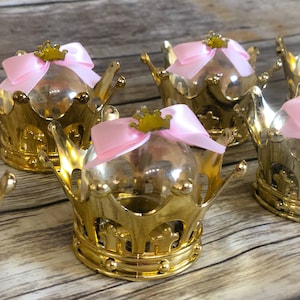 Royal Princess Crown Favors Rosa und Gold Behälter für Süßigkeiten oder Leckereien Prinzessin Party Geburtstag Babyparty Taufe Set mit 12 Stück