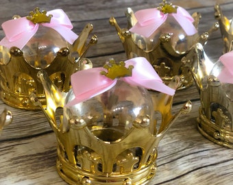 Royal Princess Crown Favors Pink and Gold Containers for Candy or Treats Princess Party Birthday Baby Shower Baptism Christening Set of 12