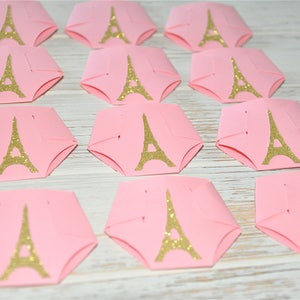 Paris Baby Shower Dirty Diaper Game- Pink and Gold or Pink and Silver. Set of 12