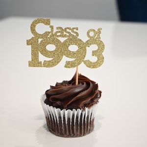 Class of 1993 Cupcaketoppers 30th Class Reunion Set van 12 Kies je kleur