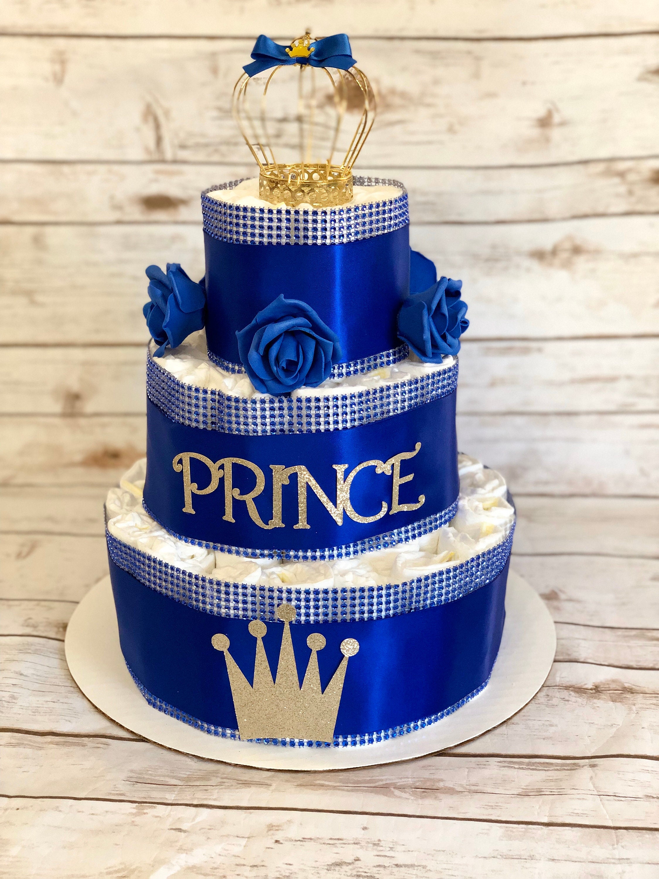 Royal Prince Baby Shower Diaper Cake 3 Tier Personalized Gold - Etsy