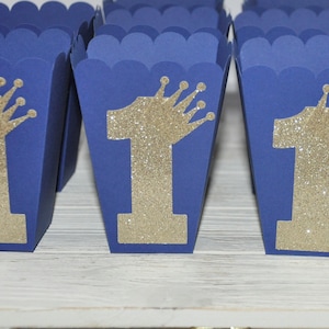 Royal Prince First Birthday Party Favor Box for Popcorn or Candy, Royal ...