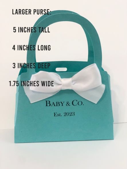 Personalisierte Mini-Geldbörse, Rotkehlchen-Ei-Farbe mit weißer Schleife. Babypartys, Brautpartys, Verlobungen, Sweet 16, Hochzeitssüßigkeiten, 10er-Set