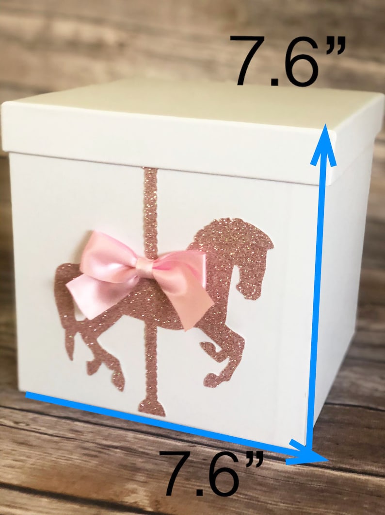 Christening Carousel Centerpiece Box with Carousel Horse and Bow for Carousel Birthdays Baby Shower Baptism