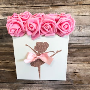 Ballerina Centerpiece Box with Flowers & Bow Ballet Dancer Decor for Dance and Ballerina Birthday Parties