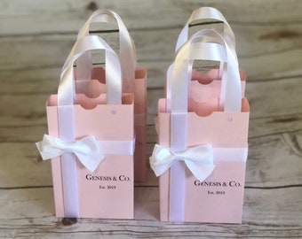 Personalized Pink and White Favor Bags Baby & Co. Bride Co. Sweet 16 Birthdays, Engagements, Weddings Any Name Can Be Added Set of 10
