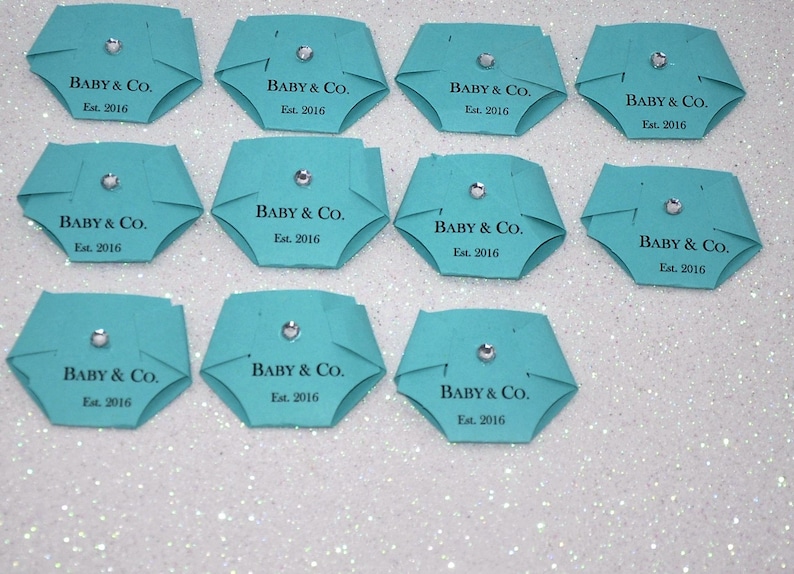 Pink Dirty Diaper Game for Baby Showers Baby /& Co Turquoise Robin Egg Blue Aqua White Set of 12