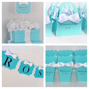 Bridal Shower Party Package Bundle Bride Co. Robins Egg Color w/ 1 Centerpiece, 1 Banner, 25 Popcorn Boxes and 25 Purse Favors Baby & Co.