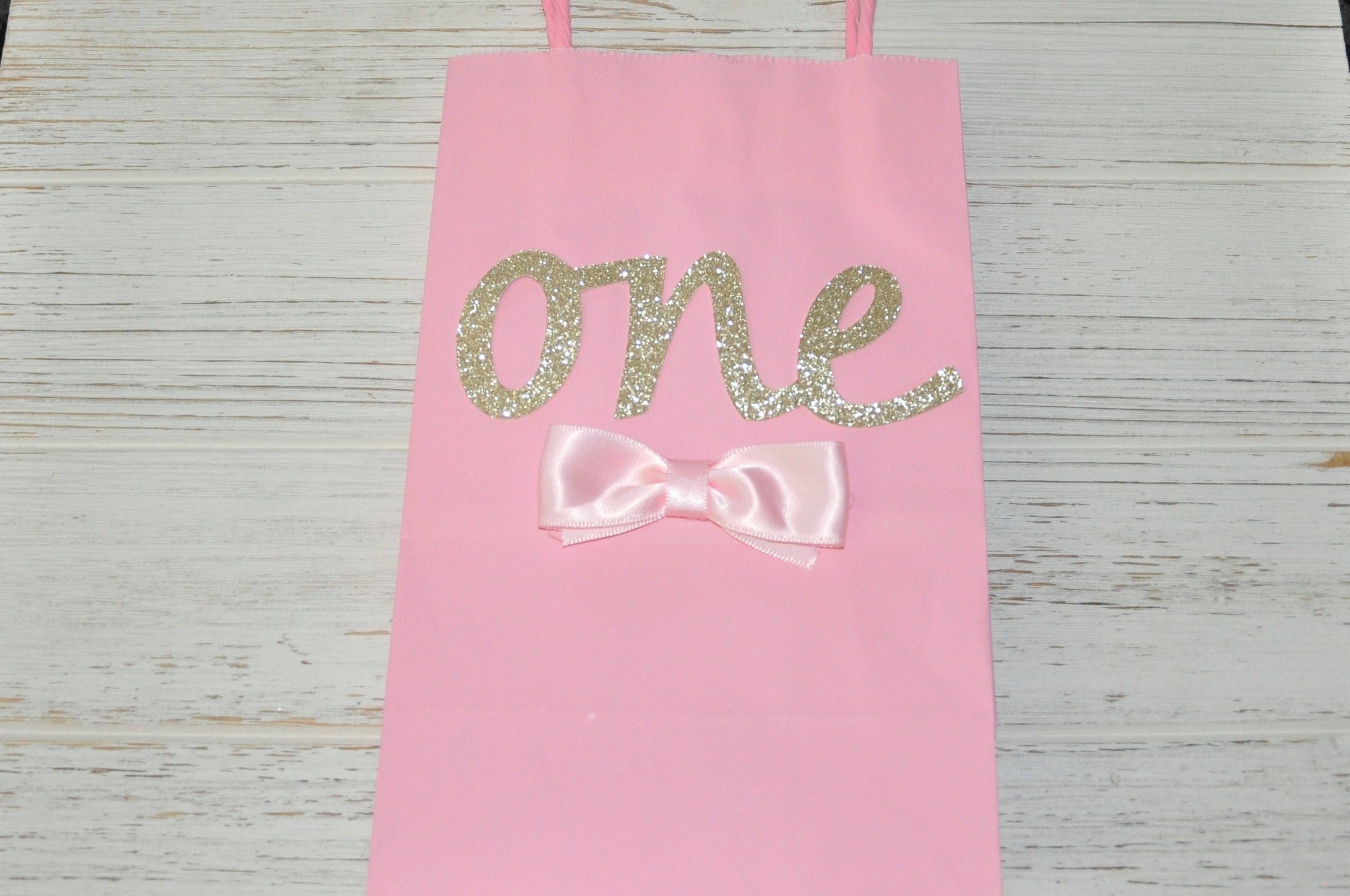 First Birthday Party Favor Bag for Treats Candy Goodies Pink Etsy