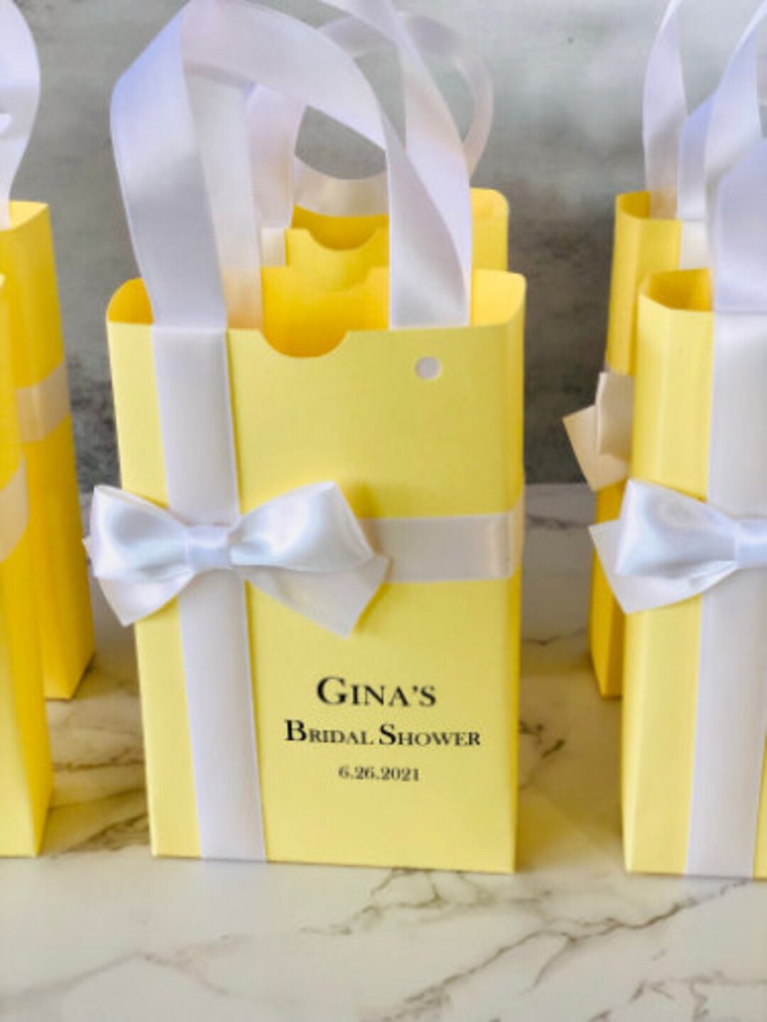 Personalized Yellow Favor Bags Bridal Shower, Baby Shower, Sweet 16