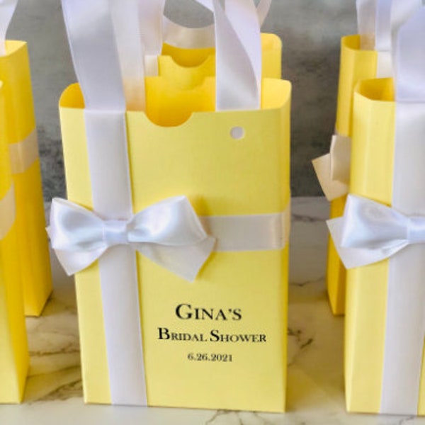 Personalized Yellow Favor Bags Bridal Shower, Baby Shower, Sweet 16 Birthdays, Engagements, Weddings Any Name Can Be Added Set of 10