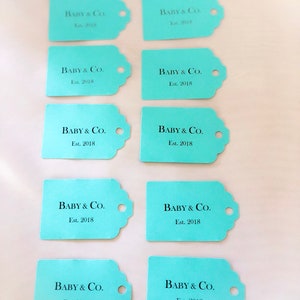 Personalized Favor Tags Baby & Co. Bride Co. Sweet 16 Birthday Parties Robins Egg Blue Set of 10