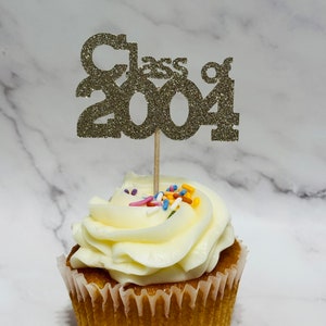 Class of 2004 Cupcake toppers 20th Class Reunion Set of 12 Pick Your Color