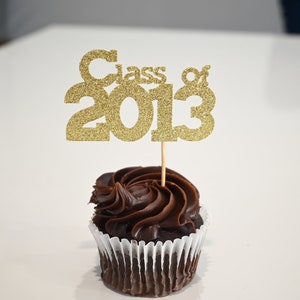Class of 2013 Cupcake toppers 10th Class Reunion Set of 12 Pick Your Color