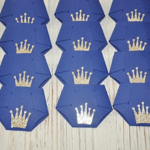 Royal Prince Baby Shower Dirty Diaper Game w/ Gold Crown Royal Blue, Little Prince Baby Shower Set of 12