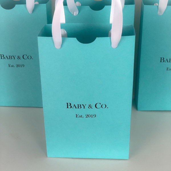 Personalized Robins Egg Color Favor Bags Baby & Co. Bride Co. Sweet 16 Birthdays, Engagements, Weddings Any Name Can Be Added Set of 10