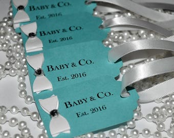 Personalized Robin Egg Color Favor Tags for Baby Shower, Bridal Shower, Sweet 16, Birthdays, Baby & Co, Bride and Co.