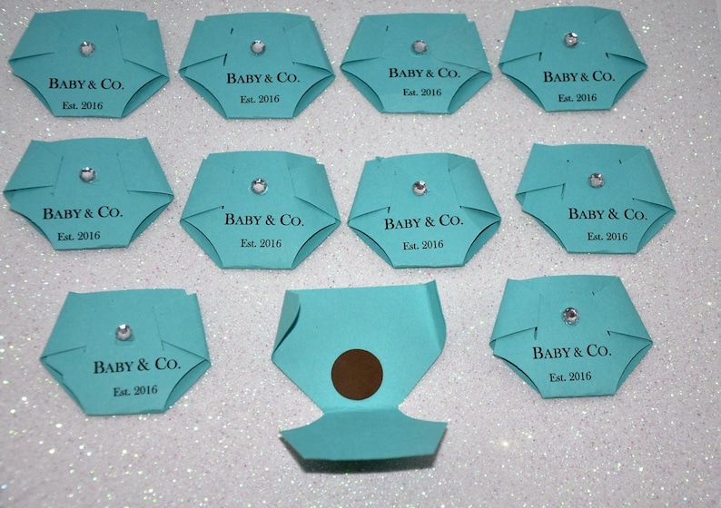 Pink Dirty Diaper Game for Baby Showers Baby /& Co Turquoise Robin Egg Blue Aqua White Set of 12