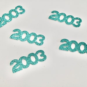 Confeti 2003 para cumpleaños número 20, reunión de clase o aniversario Confeti "2003" Decoración del año Confeti único Confeti para fiestas de los años 2000 2 pulgadas de largo