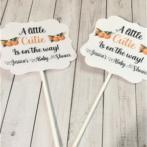 A Little Cutie is on the Way Cupcake Toppers – Personalized Baby Shower Decor – Set of 12