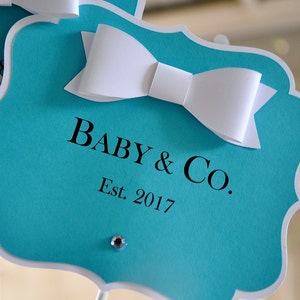 Personalized Robin’s Egg Blue Cake Topper or Centerpiece – Custom Name Sign for Baby Showers, Bridal Showers, Birthdays, Sweet 16