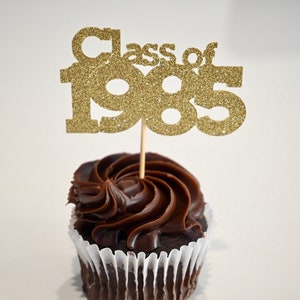 Class of 1985 Cupcaketoppers 40e klas reünie Set van 12 Pick Your Color 40 Reunion