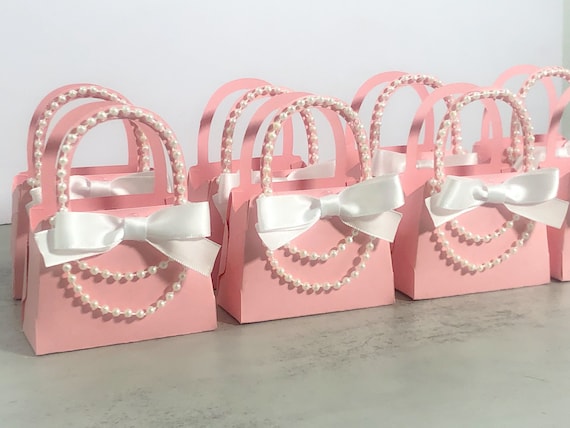 36 Pcs Thank You Candy Bags Pure Pink Paper Gift Boxes Mini  Paper gift bags with Pink Bow Ribbon Decor for Wedding, Bridal Baby Shower, party  favor (5.51 x 2.36 x