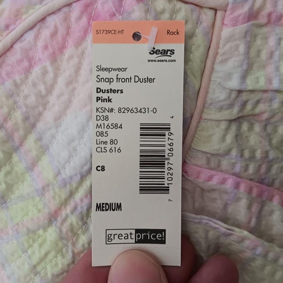 Classic Elements Pink Plaid Snap Front Duster Rob… - image 7